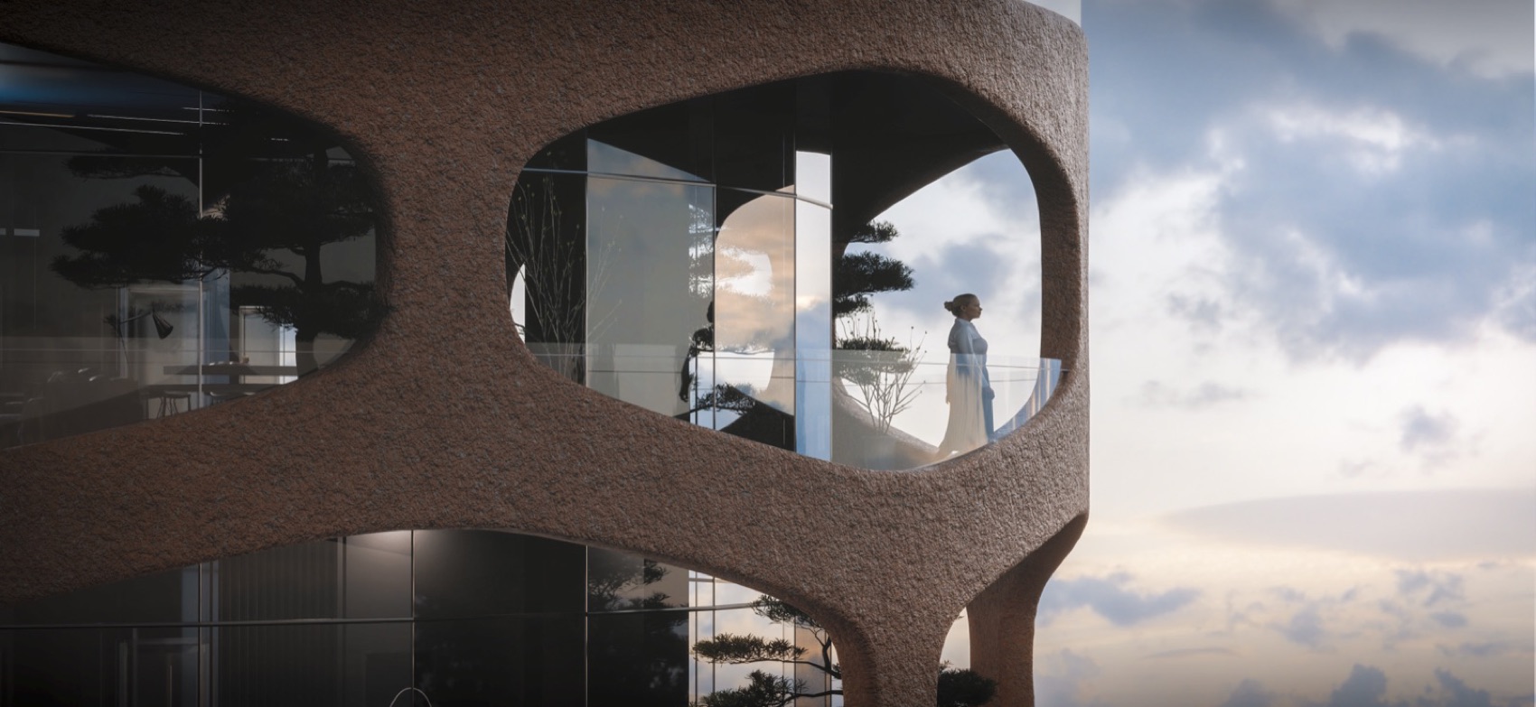 Interior opening to a private terrace